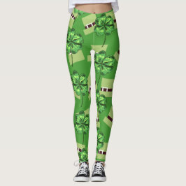 St. Patrick's Day mit Kleeblättern auf Grün Leggings