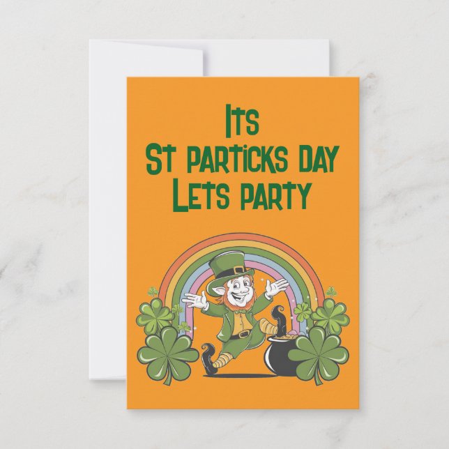 St. Patrick's Day mit Regenbogen & Leprechaun Einladung (Vorderseite)