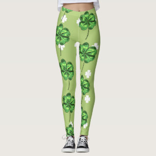 St. Patrick's Day mit Shamrocks auf Grün Leggings