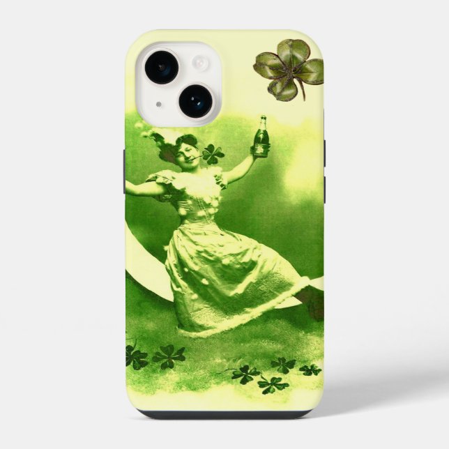 ST. PATRICK'S DAY MOND LADY MIT SHAMROCKS iPhone HÜLLE (Rückseite)