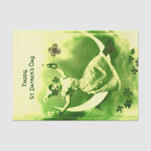 ST. PATRICK'S DAY MOON LADY, IRISH BIER, KLEEBLATT SEIDENPAPIER