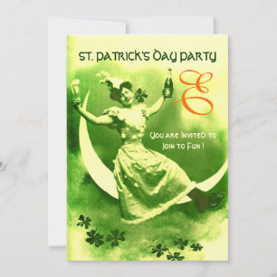 ST.PATRICK'S DAY MOON LADY with KLEEBLATTS MONOGRA Einladung