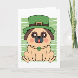 St. Patrick's Day Mops Dog Lucky Kleeblatt Karte