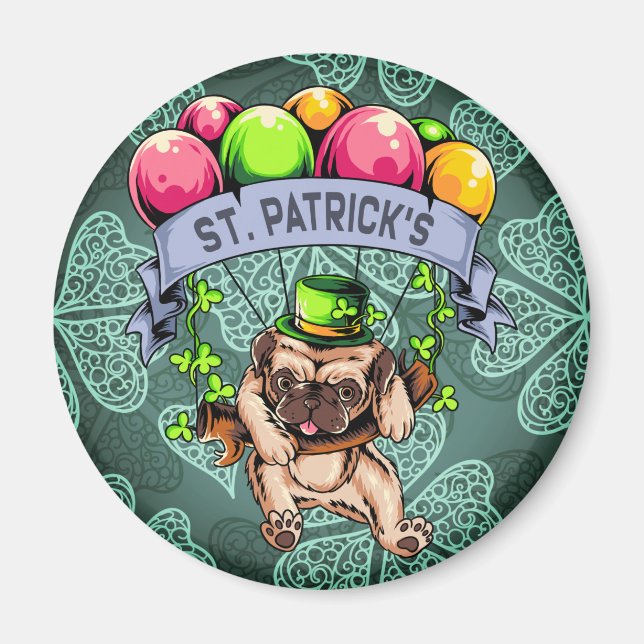 St. Patrick's Day Mops Magnet (Vorne)