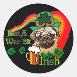 St. Patrick's Day Mops Runder Aufkleber