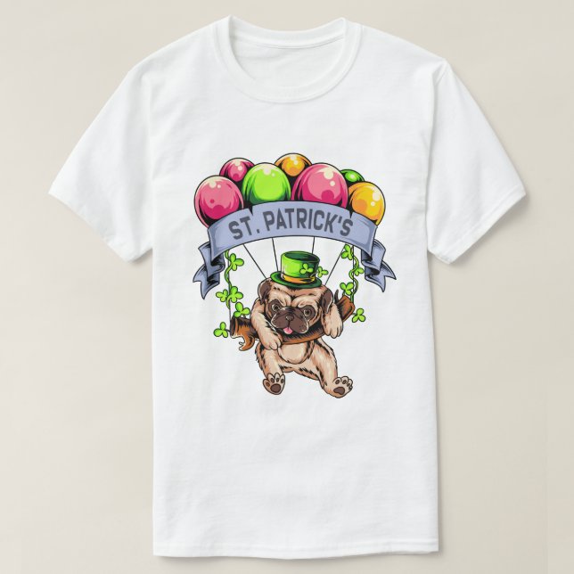 St. Patrick's Day Mops T-Shirt (Design vorne)