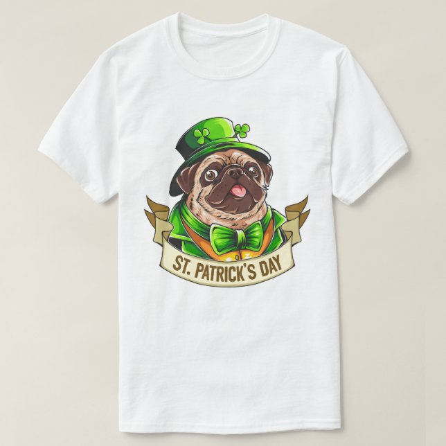 St. Patrick's Day Mops T-Shirt (Design vorne)