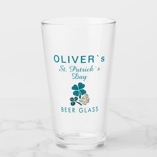 St Patrick's day Name Clover Kleeblatt Beer Glas (Vorderseite)