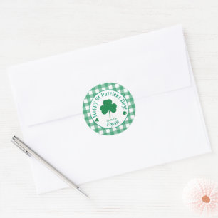 St Patricks Day NAME Irischer Kleeblatt-Grün-Häkch Runder Aufkleber