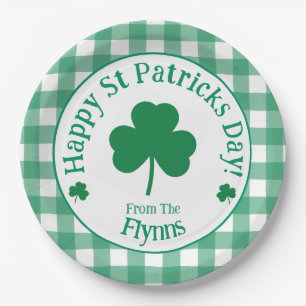 St Patricks Day NAME Irisches Kleeblatt Grün Häkch Pappteller