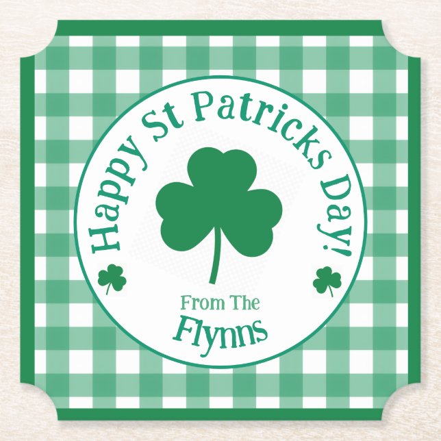 St Patricks Day NAME Irisches Kleeblatt Grün Häkch Untersetzer (Vorderseite)