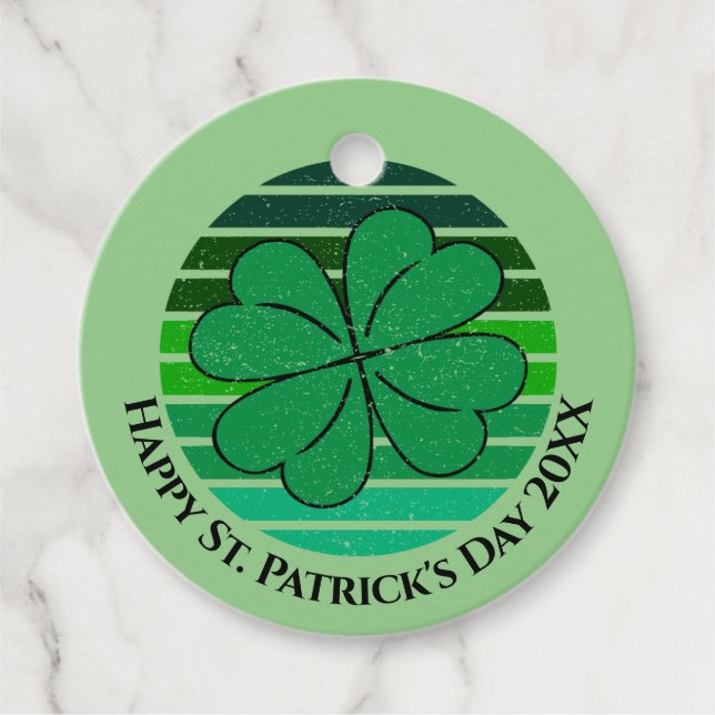 St. Patrick's Day Name Irish 4 Leaf Clover Retro Geschenkanhänger (Vorderseite)