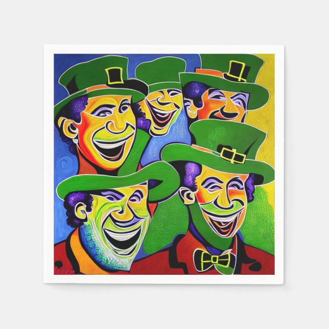 St. Patrick's Day Napkins mit Leprechauns Serviette (Vorderseite)
