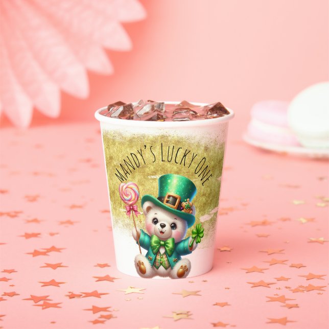 St. Patrick's Day Niedlich Bear Green Gold Candy Pappbecher (Insitu)