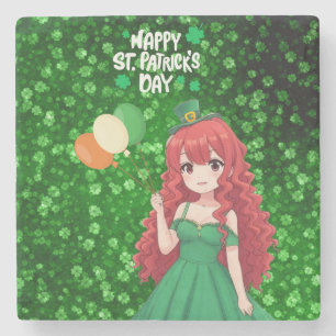 St. Patrick's Day niedlich, Irish Anime Klasse Steinuntersetzer