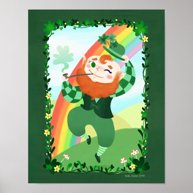 St. Patrick's Day Niedlich Leprechaun Art Print Poster (Vorne)