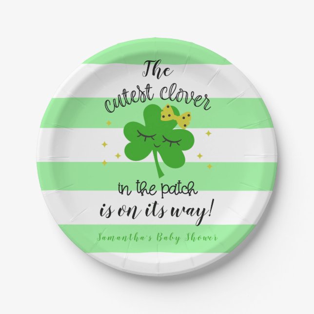 St Patrick's Day Niedliches Clover Baby Shower Par Pappteller (Vorderseite)