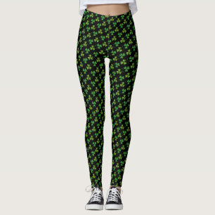 St Patricks Day Niedliches Kleeblatt Muster Green Leggings