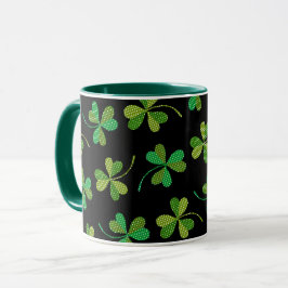 St Patricks Day Niedliches Kleeblatt Muster Green Tasse