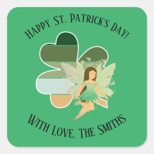St. Patrick's Day Not Kleeblatt Irish Fairy Quadratischer Aufkleber
