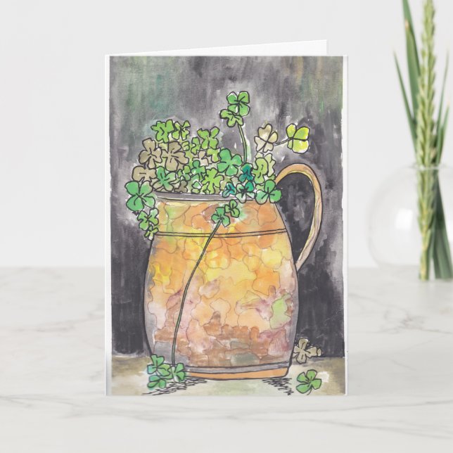 St. Patrick's Day Notecards with Shamrocks  Dankeskarte (Vorderseite)