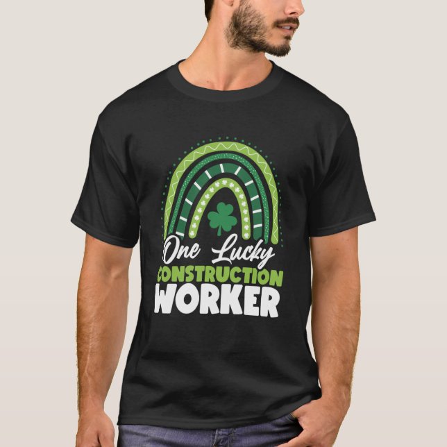 St Patricks Day One Lucky Construction Worker T-Shirt (Vorderseite)