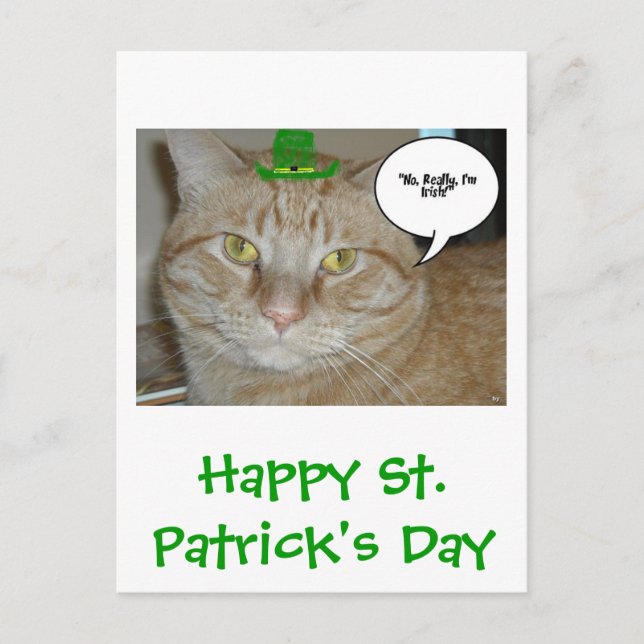 St. Patrick's Day Orange Tabby Cat Postkarte (Vorderseite)