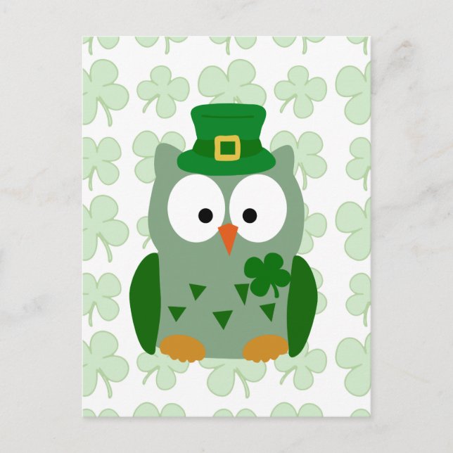 St. Patrick's Day Owl Postkarte (Vorderseite)