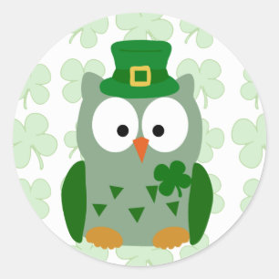 St. Patrick's Day Owl Runder Aufkleber