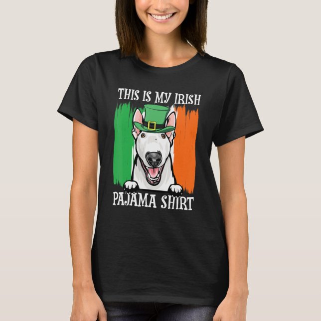 St Patrick's Day Pajamas Bull Terrier Kleeblatt Ir T-Shirt (Vorderseite)
