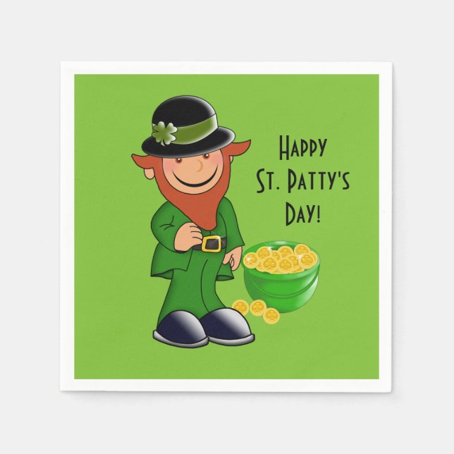 St. Patrick's Day Paper Napkin, Leprechaun Serviette (Vorderseite)