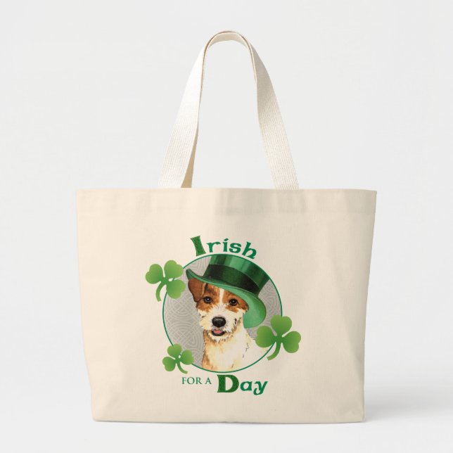 St. Patrick's Day Parson Russell Terrier Jumbo Stoffbeutel (Vorne)