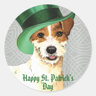 St. Patrick's Day Parson Russell Terrier Runder Aufkleber