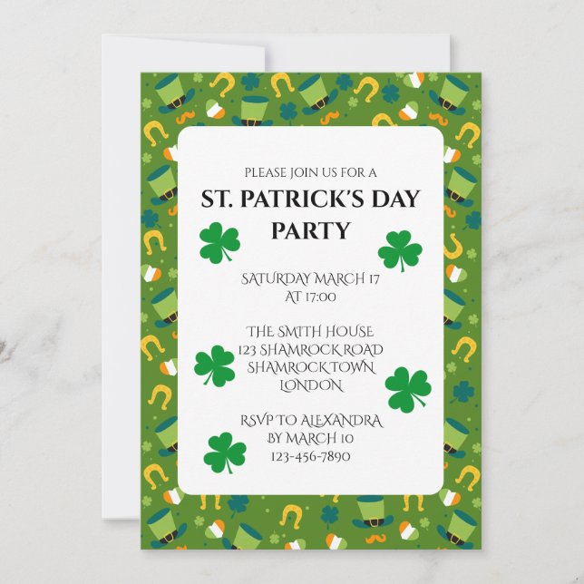 St. Patrick's Day Party Einladung (Vorderseite)