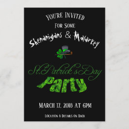 St. Patrick's Day Party Einladung Schwarz -
