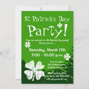 St Patricks Day Party Einladungen   Anpassbar