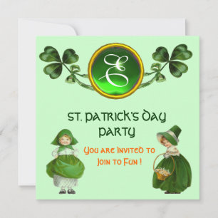 ST. PATRICK'S DAY PARTY GREEN EMERALD MONOGRAM EINLADUNG