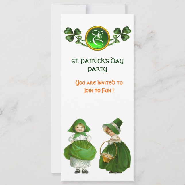ST. PATRICK'S DAY PARTY GREEN EMERALD MONOGRAM EINLADUNG (Vorderseite)