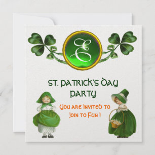 ST. PATRICK'S DAY PARTY GRÜN EMERALD MONOGRAMM EINLADUNG
