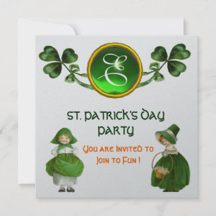 ST. PATRICK'S DAY PARTY GRÜN SILBER MONOGRAMM EINLADUNG
