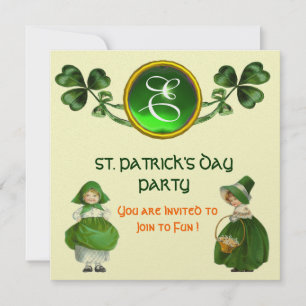 ST. PATRICK'S DAY PARTY GRÜNES SMARAGD-MONOGRAMM EINLADUNG