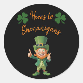 St Patrick's Day Party-Here's to Shenanigans- Runder Aufkleber