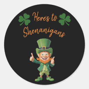 St Patrick's Day Party-Here's to Shenanigans- Runder Aufkleber
