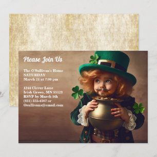 St. Patricks Day Party Irisches Kind Topf mit Gold Einladung
