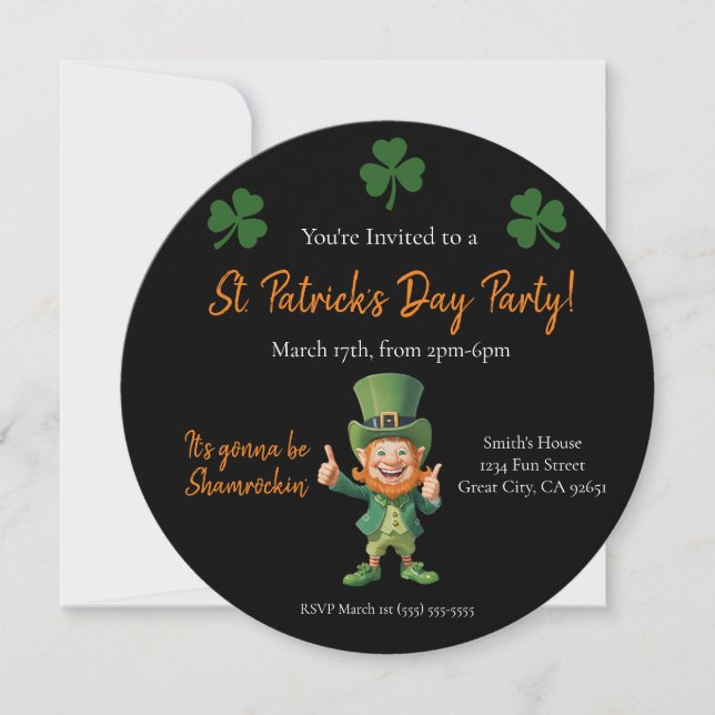St. Patrick's Day Party-Leprechaun- Einladung (Vorderseite)