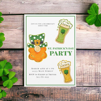 St Patrick's Day Party Leprechaun Kleeblatt Beers Einladung