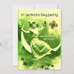 ST. PATRICK'S DAY PARTY MOND LADY MIT SHAMROCKS EINLADUNG