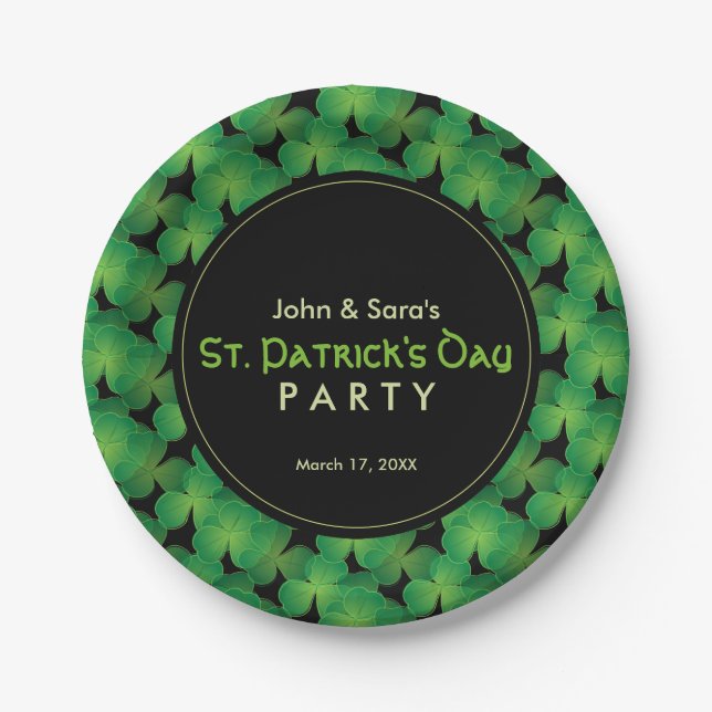 St. Patrick's Day Party ShamrockMuster Pappteller (Vorderseite)