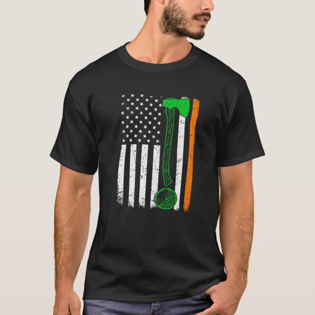 St Patrick's Day Patriotic Woodworking Irish Ameri T-Shirt (Vorderseite)