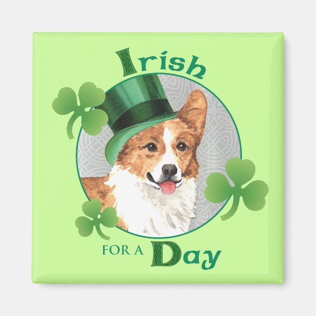 St. Patrick's Day Pembroke Welsh Corgi Magnet (Vorne)